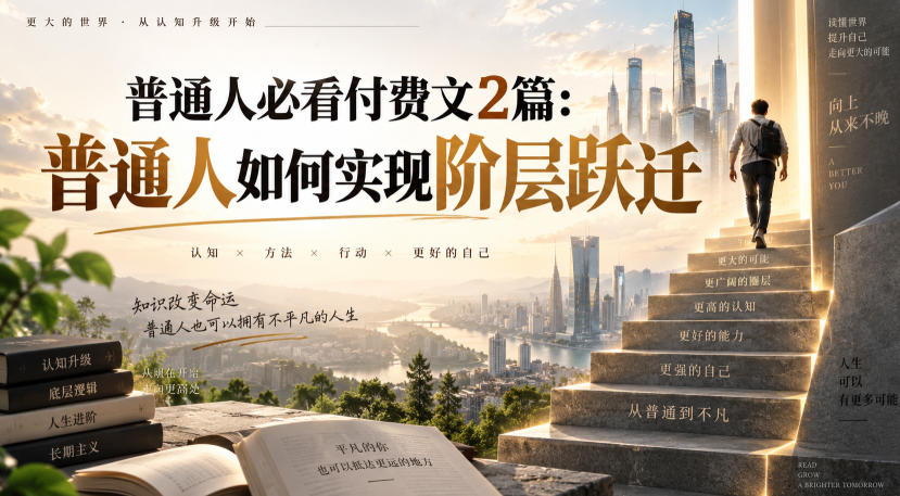 普通人必看付费文2篇：普通人如何实现阶层跃迁-宇文网创