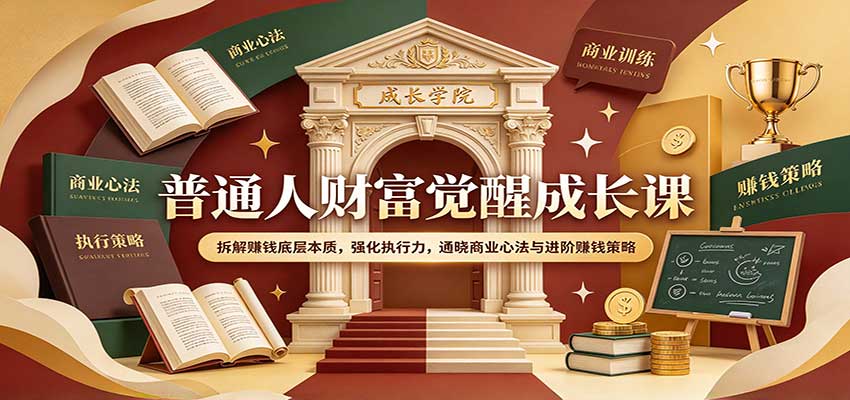 普通人财富觉醒成长课:拆解赚钱底层本质,强化执行力,通晓商业心法与进阶赚钱策略-宇文网创