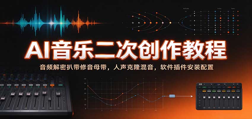 AI音乐二次创作教程：音频解密扒带修音母带，人声克隆混音，软件插件安装配置-宇文网创