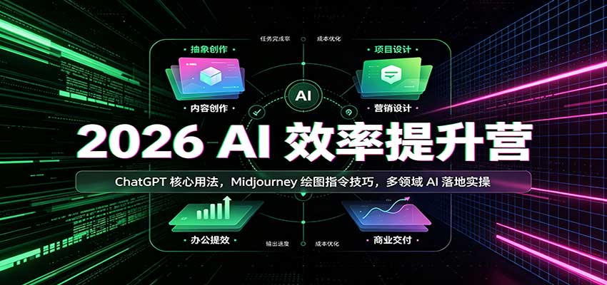 2026 AI效率提升营：ChatGPT核心用法，Midjourney绘图指令技巧，多领域AI落地实操-宇文网创