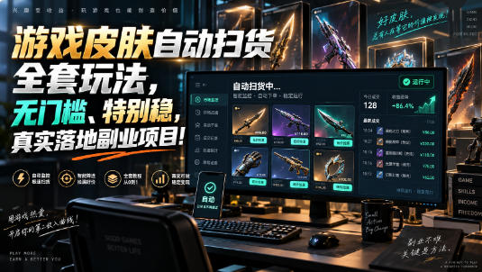 游戏皮肤自动扫货全套玩法,无门槛、特别稳,真实落地副业项目!【揭秘】-宇文网创