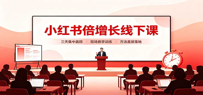 小红书倍增长线下课:三天集中面授,拆解选品、素材制作与起号全链路-宇文网创