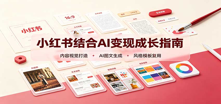 小红书结合AI变现成长指南:账号精准定位,内容视觉打造,搭建可复制流量获客体系-宇文网创