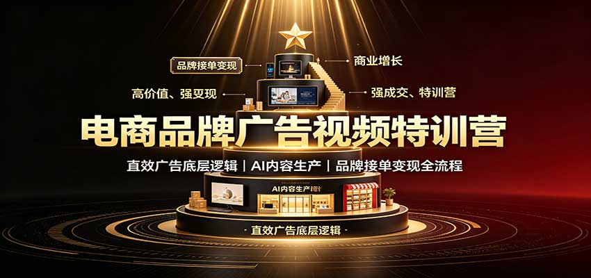 电商品牌广告视频特训：直效广告底层逻辑，AI内容生产，品牌接单变现全流程-宇文网创