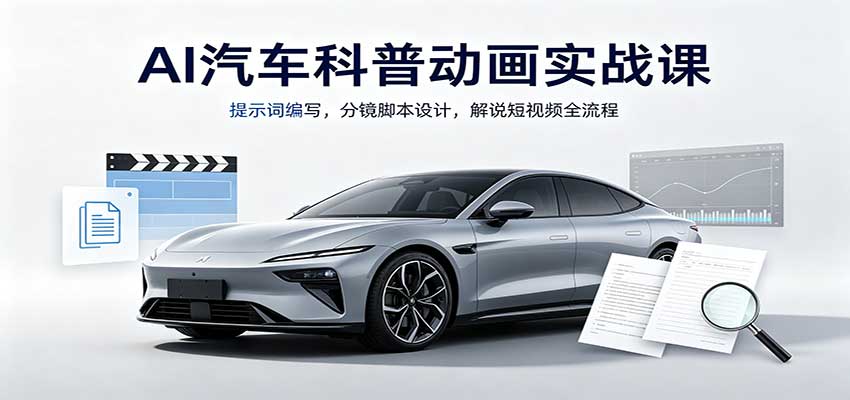 AI汽车科普动画实战课:提示词编写,分镜脚本设计,解说短视频全流程-宇文网创