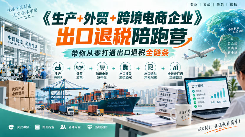 《生产+外贸+跨境电商企业》出口退税陪跑营，带你从零打通出口退税全链条-宇文网创
