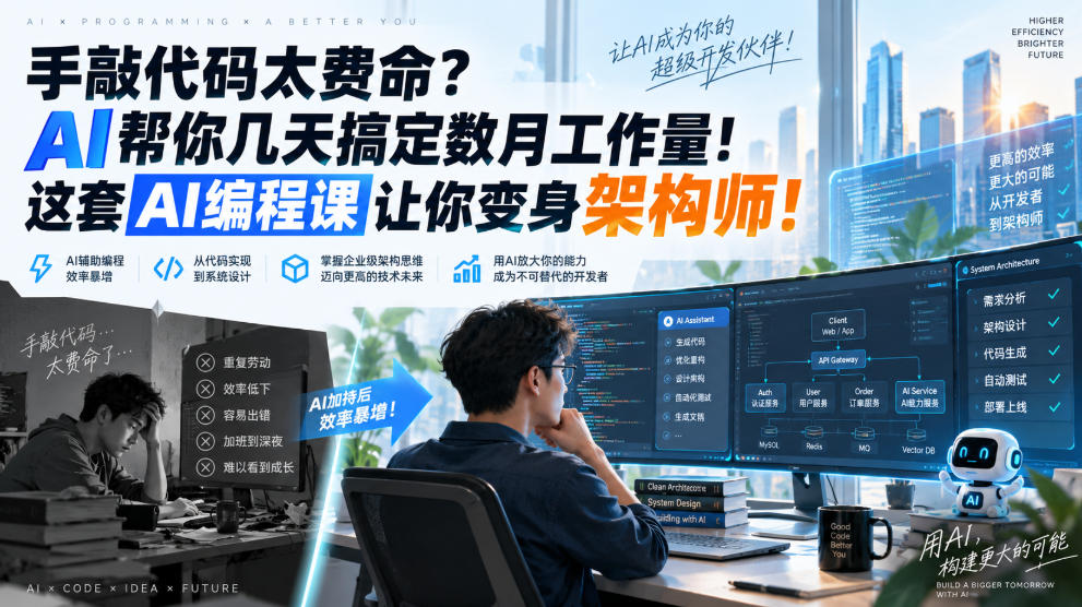 手敲代码太费命?AI帮你几天搞定数月工作量!这套AI编程课让你变身架构师!【原创双语字幕】-宇文网创