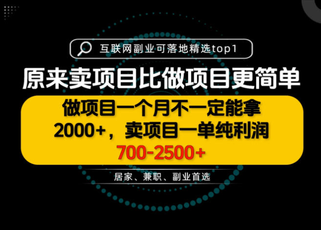 一单利润700-2.5K+，为什么我们要卖项目而不是做项目，我们普通人应该怎样开始？【揭秘】-宇文网创