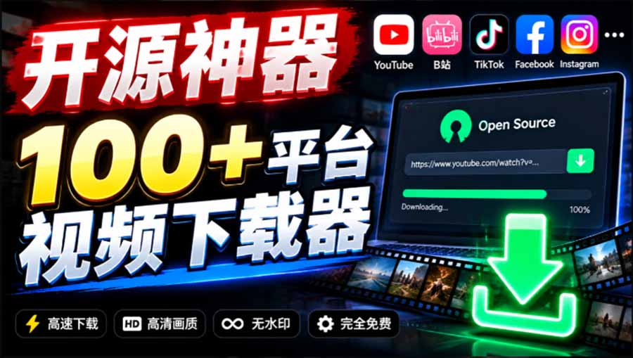 (20796期)YouTube、B站超100+平台视频免费下载, 超级好用,多平台免费开源热门视频下载器 ytDownloader-宇文网创