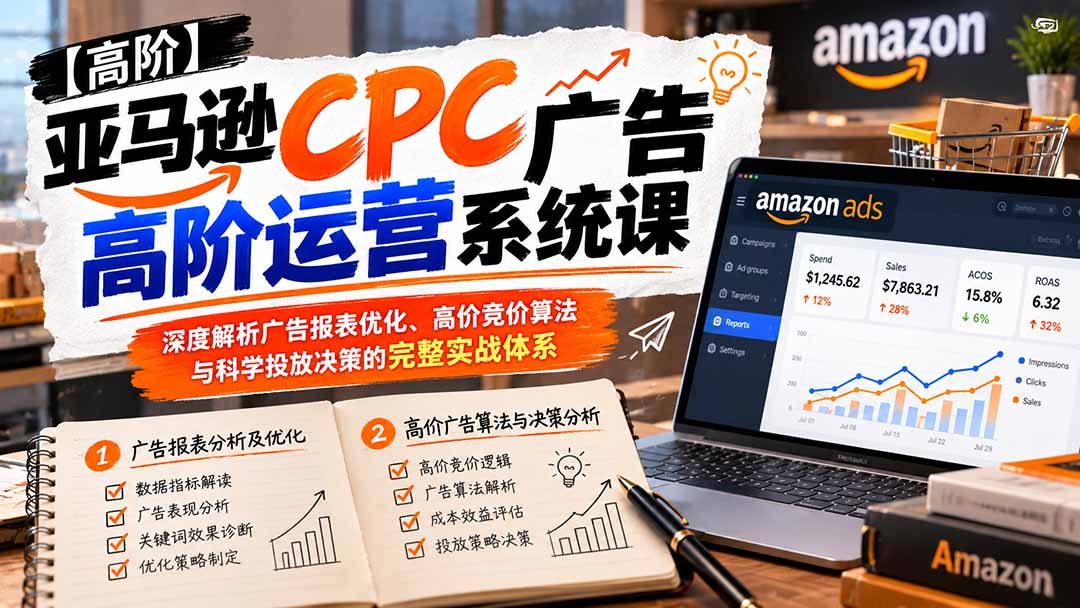 (20950期)亚马逊CPC广告高阶运营系统课:深度解析广告报表优化、高价竞价算法与科学投放决策的完整实战体系-宇文网创