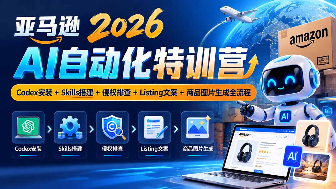 (20746期)亚马逊2026AI自动化-10月特训营:Codex安装+Skills搭建+侵权排查+Listing文案+商品图片生成全流程-宇文网创