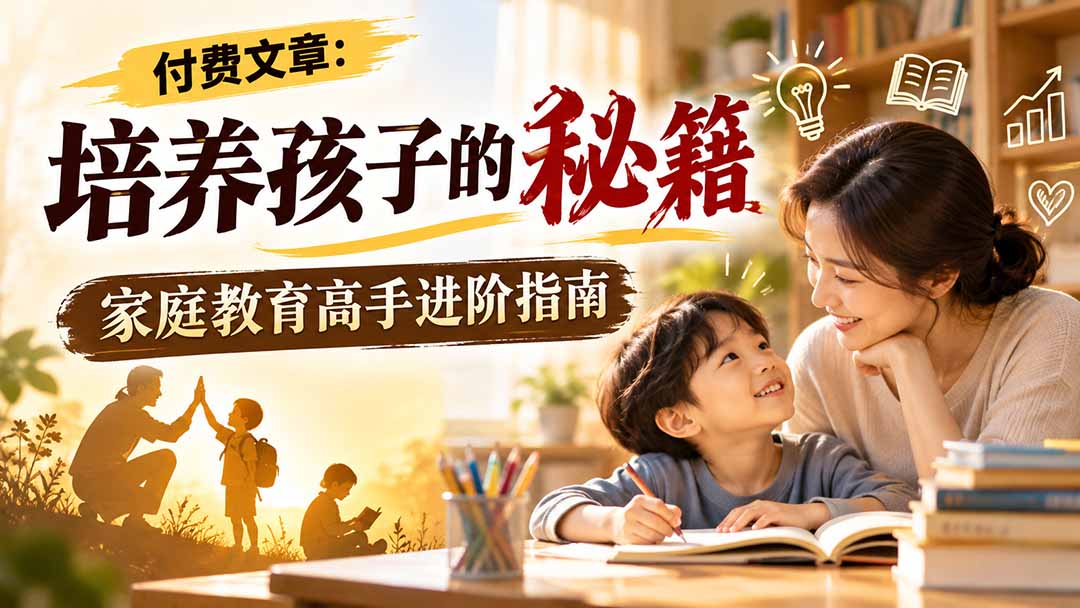 （20919期）付费文章：培养孩子的秘籍，家庭教育高手进阶指南-宇文网创