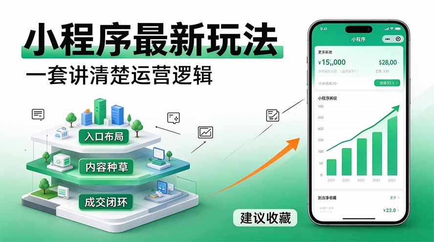 （20876期）微信小程序最新玩法   四种收益来源，单日收入400+-宇文网创