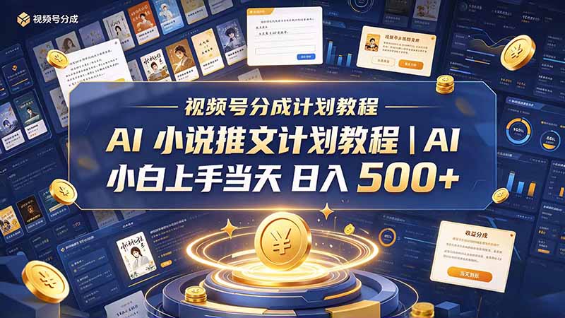 (20937期)最新视频号分成计划教程|AI 小说推文,小白上手当天日入 500+-宇文网创