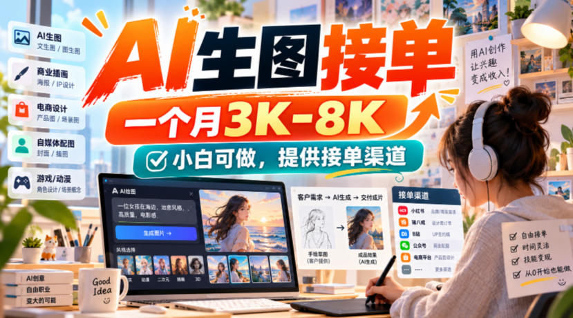AI生图接单,一个月3K-8K,小白可做,提供接单渠道-宇文网创