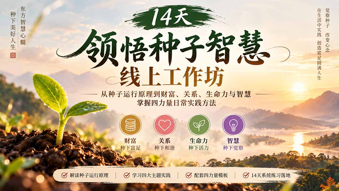(20756期)14天领悟种子智慧线上工作坊|从种子运行原理到财富、关系、生命力与智慧,掌握四力量日常实践方法-宇文网创