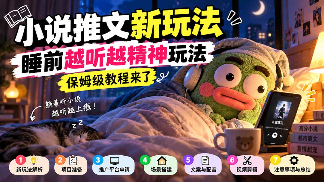 (20947期)小说推文新玩法,睡前越听越精神玩法,保姆级教程来了-宇文网创