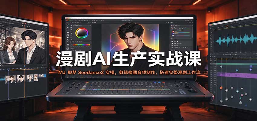 漫剧AI生产实战课:MJ 即梦 Seedance2 实操,剪辑修图音频制作,搭建完整漫剧工作流-宇文网创