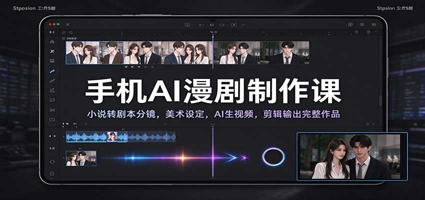 手机AI漫剧制作课：小说转剧本分镜，美术设定，AI生视频，剪辑输出完整作品-宇文网创