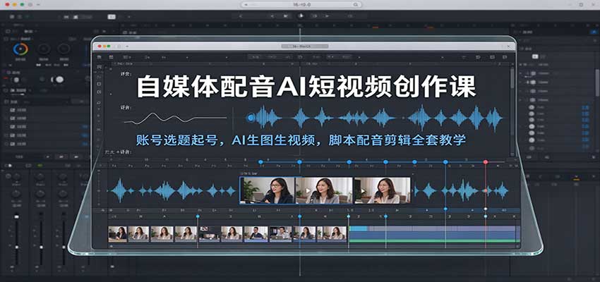 自媒体配音AI短视频创作课：账号选题起号，AI生图生视频，脚本配音剪辑全套教学-宇文网创