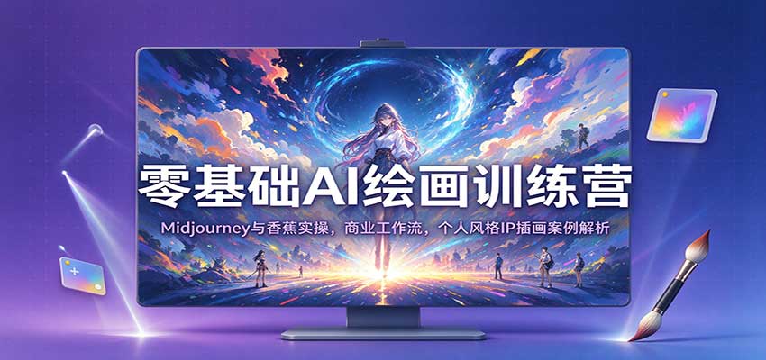 零基础AI绘画训练营:Midjourney与香蕉实操,商业工作流,个人风格IP插画案例解析-宇文网创