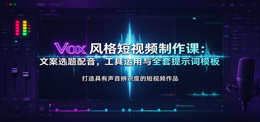 Vox风格短视频制作课:文案选题配音,工具运用与全套提示词模板-宇文网创