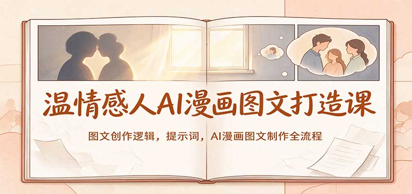 温情感人AI漫画图文打造课：图文创作逻辑，提示词，AI漫画图文制作全流程-宇文网创