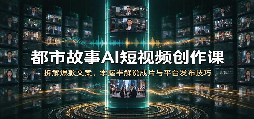 都市故事AI短视频创作课:拆解爆款文案,掌握半解说成片与平台发布技巧-宇文网创