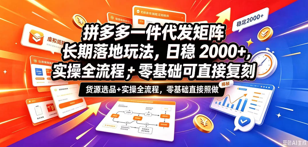 拼多多一件代发矩阵长期落地玩法,日稳入2k+,选品货源+实操全流程,零基础可直接复刻【拆解】-宇文网创