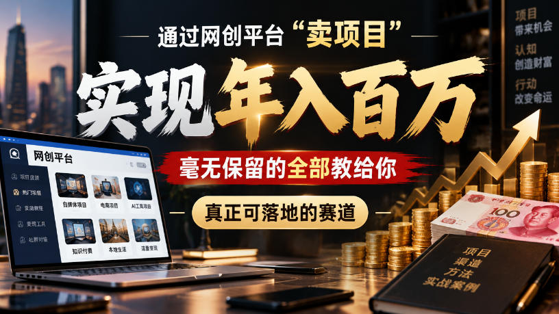 通过网创平台“卖项目”实现年入100w,毫无保留的全部教给你,真正可落地的赛道【揭秘】-宇文网创