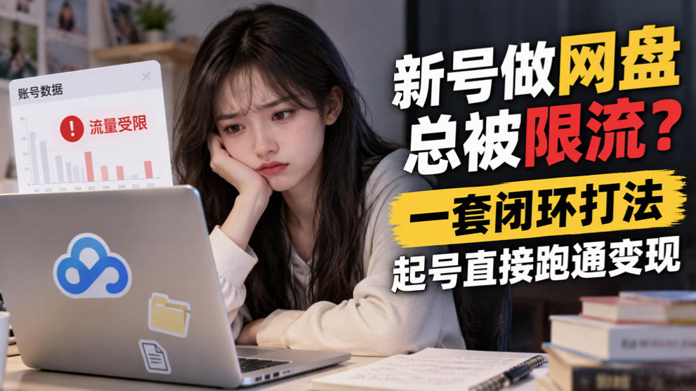 新号做网盘总被限流?一套闭环打法,起号直接跑通变现-宇文网创