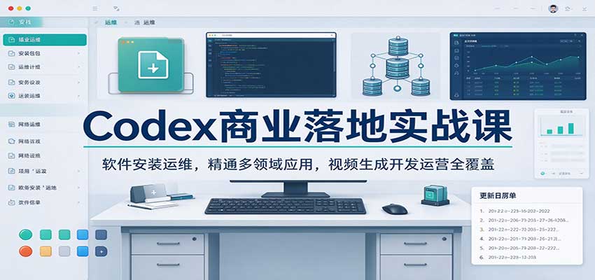 Codex商业落地实战课:软件安装运维,精通多领域应用,视频生成开发运营全覆盖-宇文网创