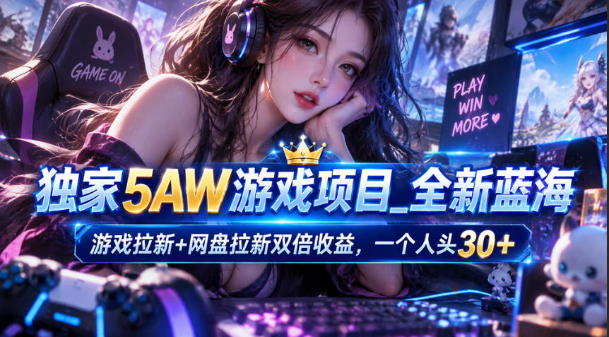 独家5AW游戏蓝海项目_游戏拉新+网盘拉新双倍收益,拉新一个30米-宇文网创