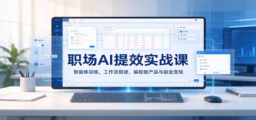 职场AI提效实战课:智能体训练,工作流搭建,编程做产品与副业变现-宇文网创
