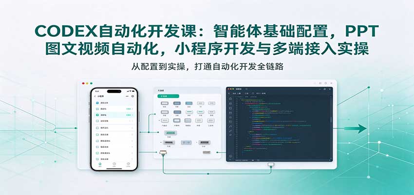CODEX自动化开发课：智能体基础配置，PPT图文视频自动化，小程序开发与多端接入实操-宇文网创