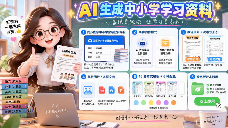 孩子的教辅别再乱买了:同步国家中小学智慧平台,AI一键生成图文教辅和试卷-宇文网创