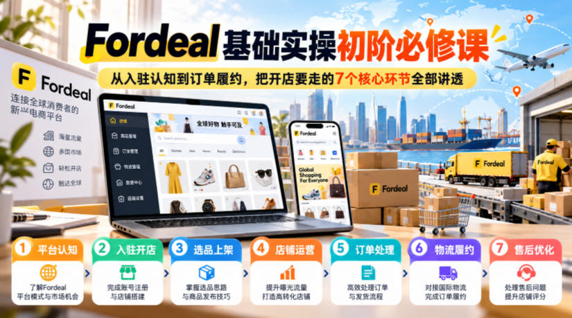 Fordeal基础实操初阶必修课，从入驻认知到订单履约，把开店要走的7个核心环节全部讲透-宇文网创