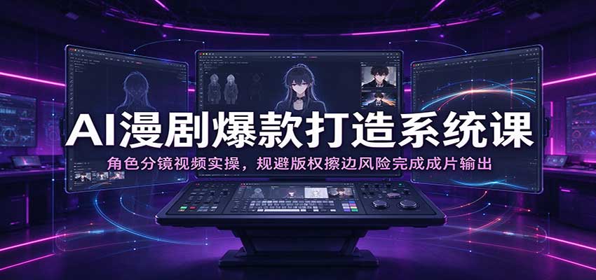 AI漫剧爆款打造系统课:角色分镜视频实操,规避版权擦边风险完成成片输出-宇文网创