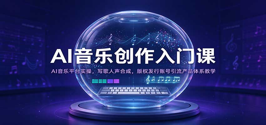 AI音乐创作入门课:AI音乐平台实操,写歌人声合成,版权发行账号引流产品体系教学-宇文网创