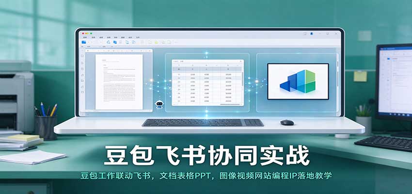 豆包飞书协同实战：豆包工作联动飞书，文档表格PPT，图像视频网站编程IP落地教学-宇文网创