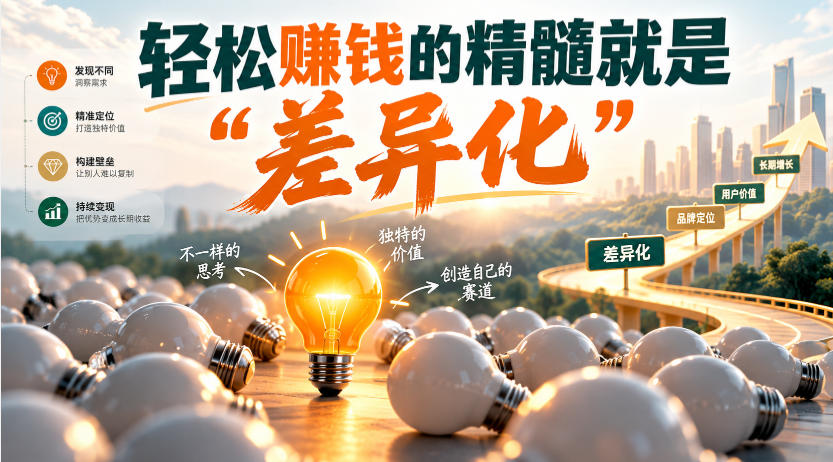 某公众号付费文章：轻松賺钱的精髓就是“差异化”-宇文网创