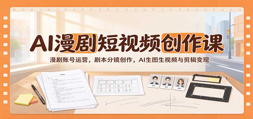 AI漫剧短视频创作课:漫剧账号运营,剧本分镜创作,AI生图生视频与剪辑变现-宇文网创
