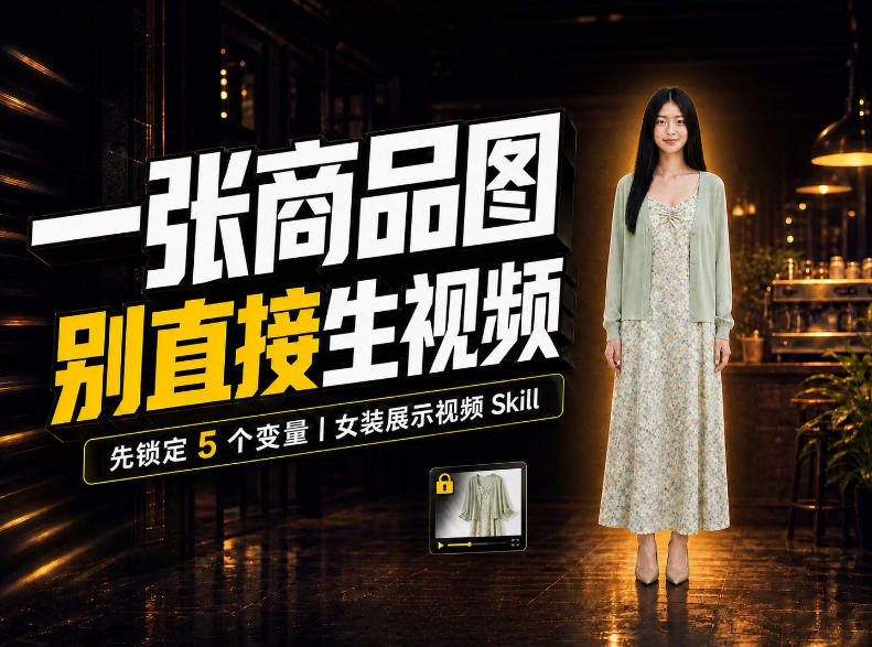 女装AI视频总翻车？问题不在提示词，女装展示视频Skill先锁定5个变量！-宇文网创