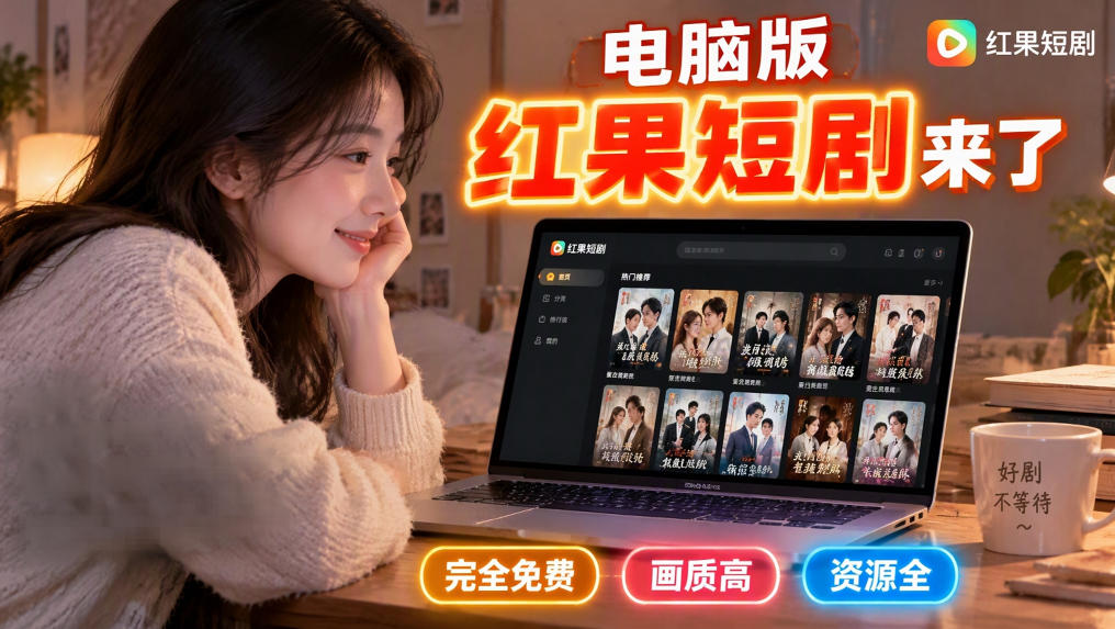 手机看短剧费眼?电脑版红果短剧来了,完全免费、画质高、资源全-宇文网创