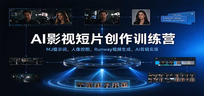 AI影视短片创作训练营:MJ提示词,人像控图,Runway视频生成,AI剪辑实操-宇文网创