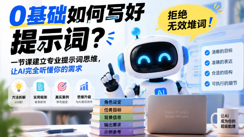 0基础如何写好提示词，拒绝无效堆词！一节课建立专业提示词思维，让AI完全听懂你的需求-宇文网创