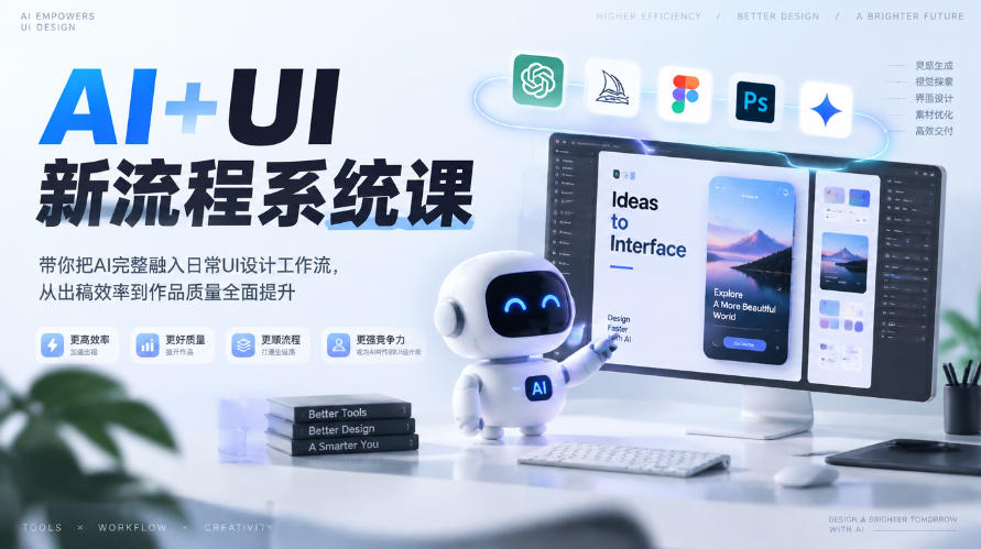【无水印】AI+UI新流程系统课,带你把AI完整融入日常UI设计工作流,从出稿效率到作品质量全面提升(2026第4期)-宇文网创