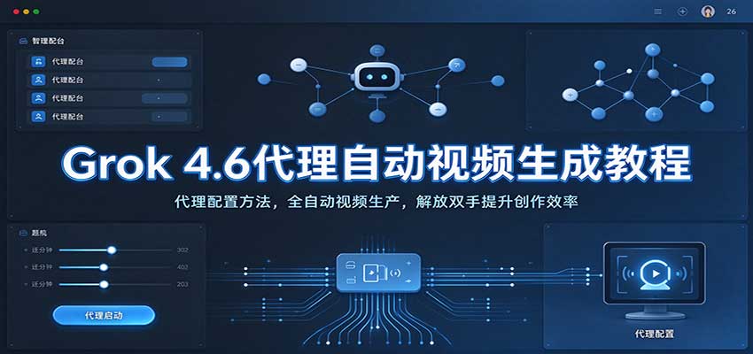 Grok 4.6代理自动视频生成教程:代理配置方法,全自动视频生产,解放双手提升创作效率-宇文网创