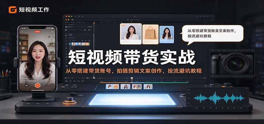 短视频带货实战:从零搭建带货账号,拍摄剪辑文案创作,投流避坑教程-宇文网创