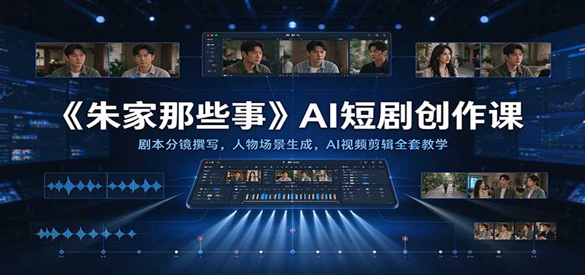 《朱家那些事》AI短剧创作课：剧本分镜撰写，人物场景生成，AI视频剪辑全套教学-宇文网创